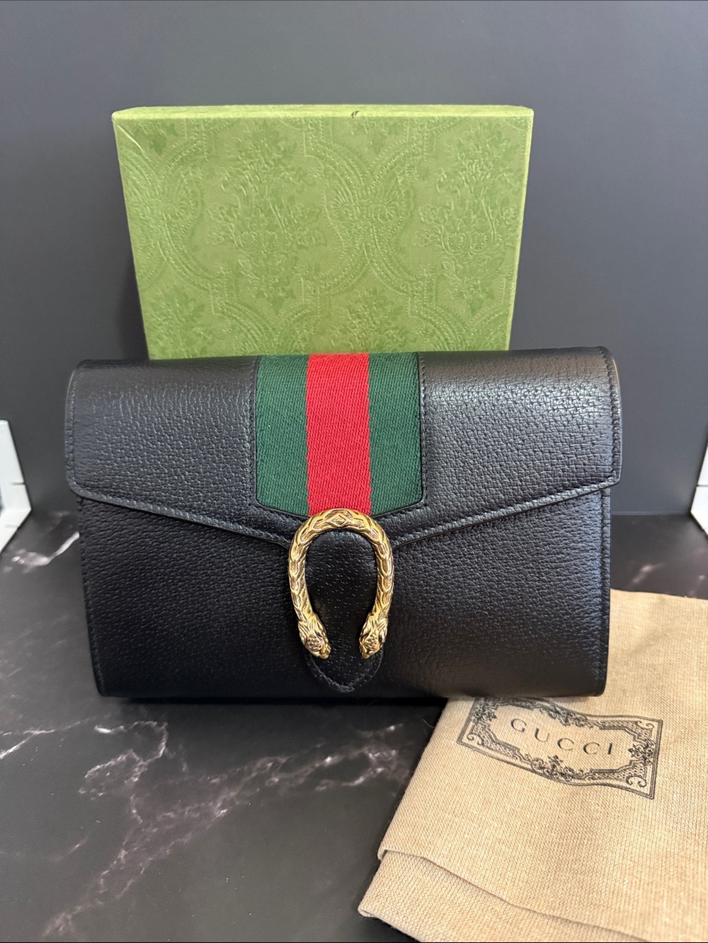 Gucci Dionysus Web Stripe Wallet on Chain Purse - Box/Dustbag
